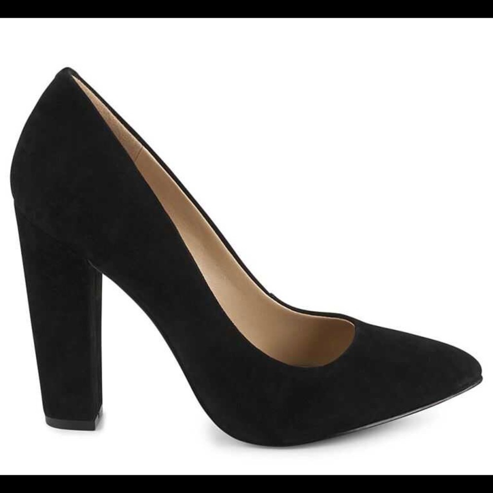 BCBG Clarice black block heel pumps